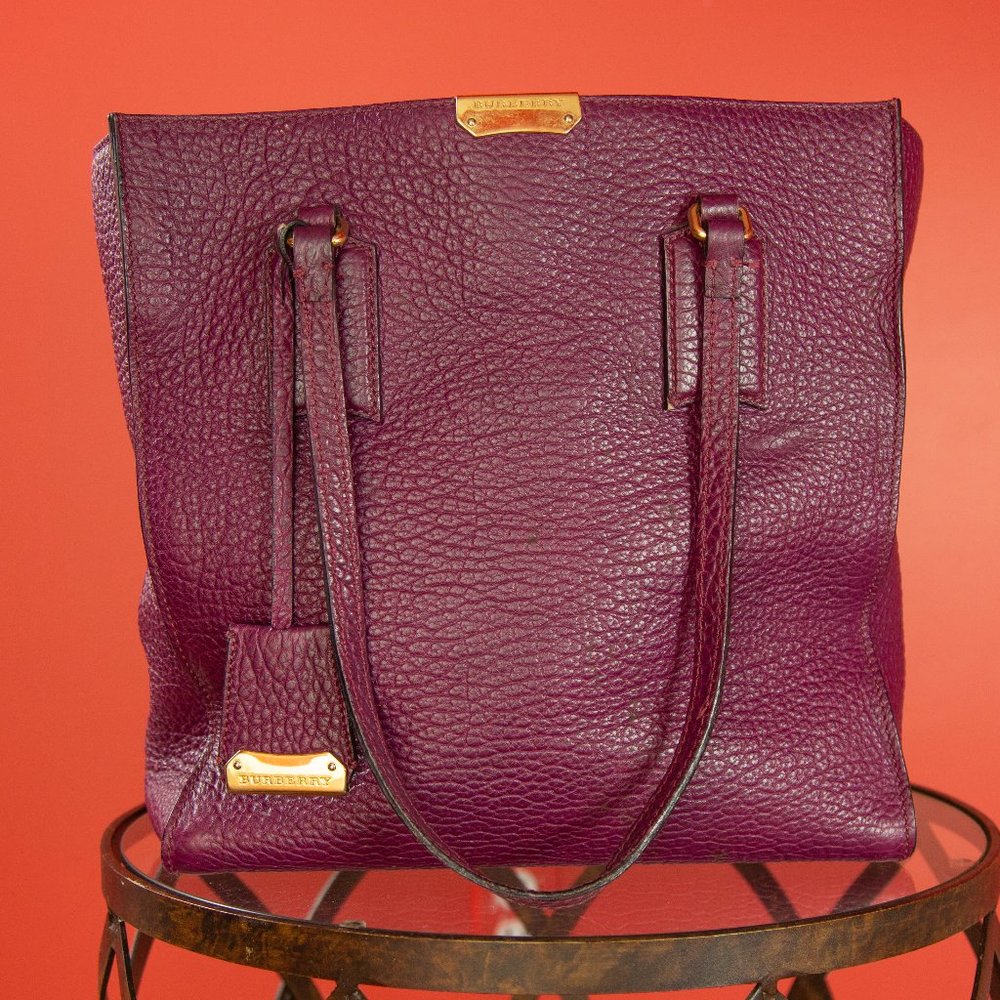 BURBERRY Woodbury Heritage Grain Leather Tote